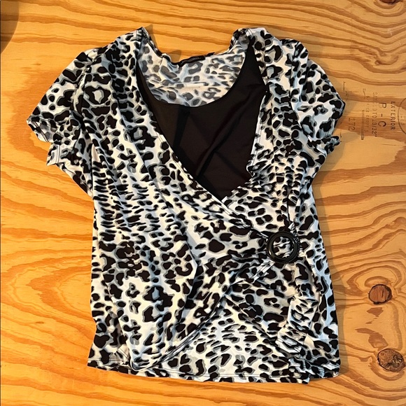Notations Black and White Animal Print Blouse - Picture 1 of 4
